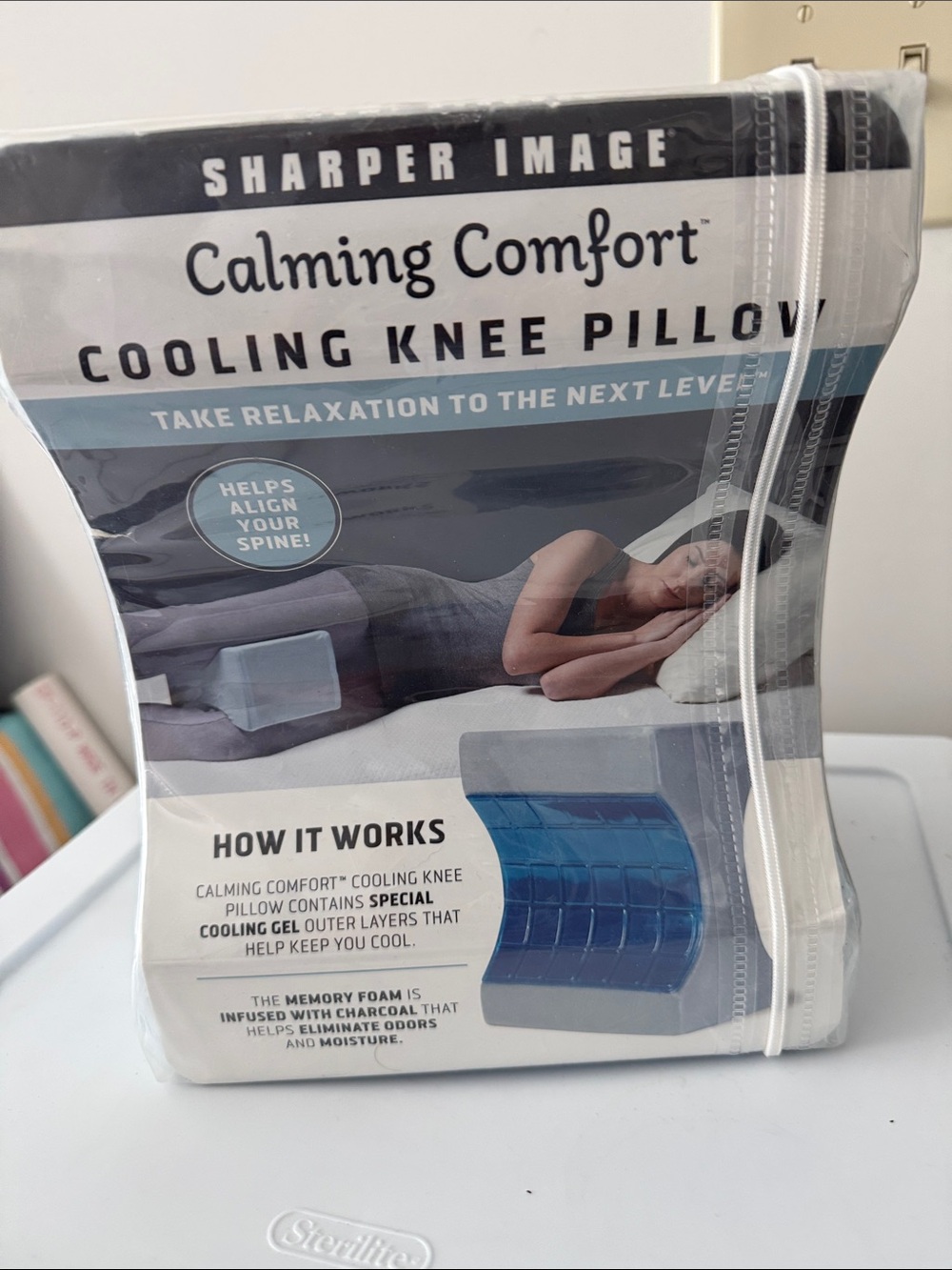 Sharper Image Calming Comfort Cooling Knee Pillow - Blue